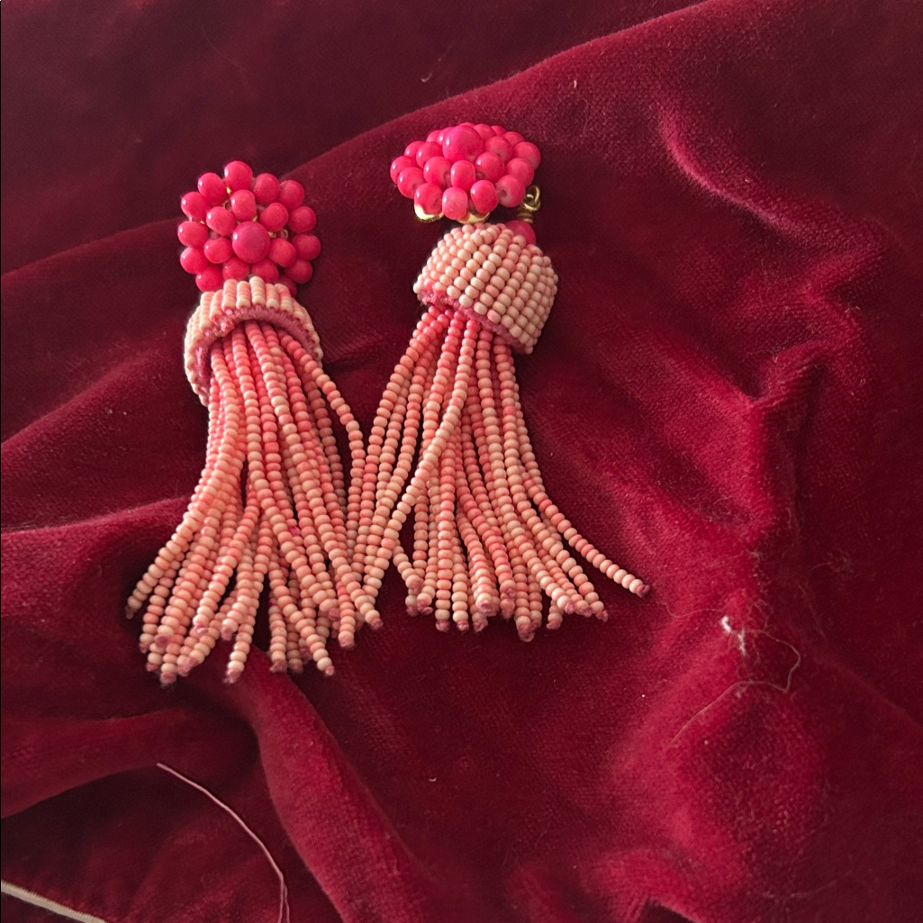Lisi Lerch Pink Beaded Tassel Earrings 15$